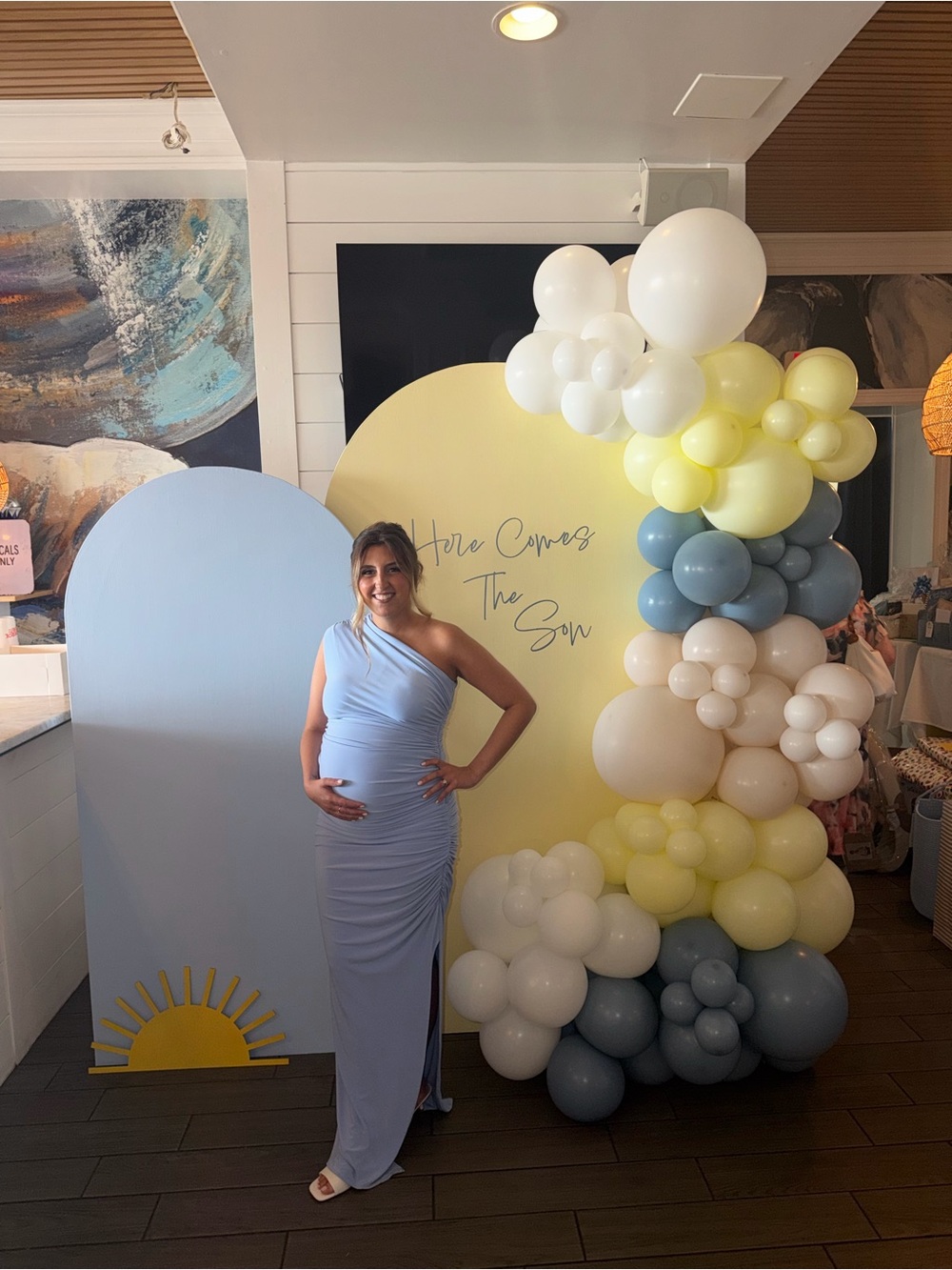 One-Shoulder Maternity dress in Light Blue